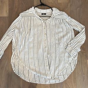 BDG Urban Outfitters Navy & White Striped Blouse Button Down